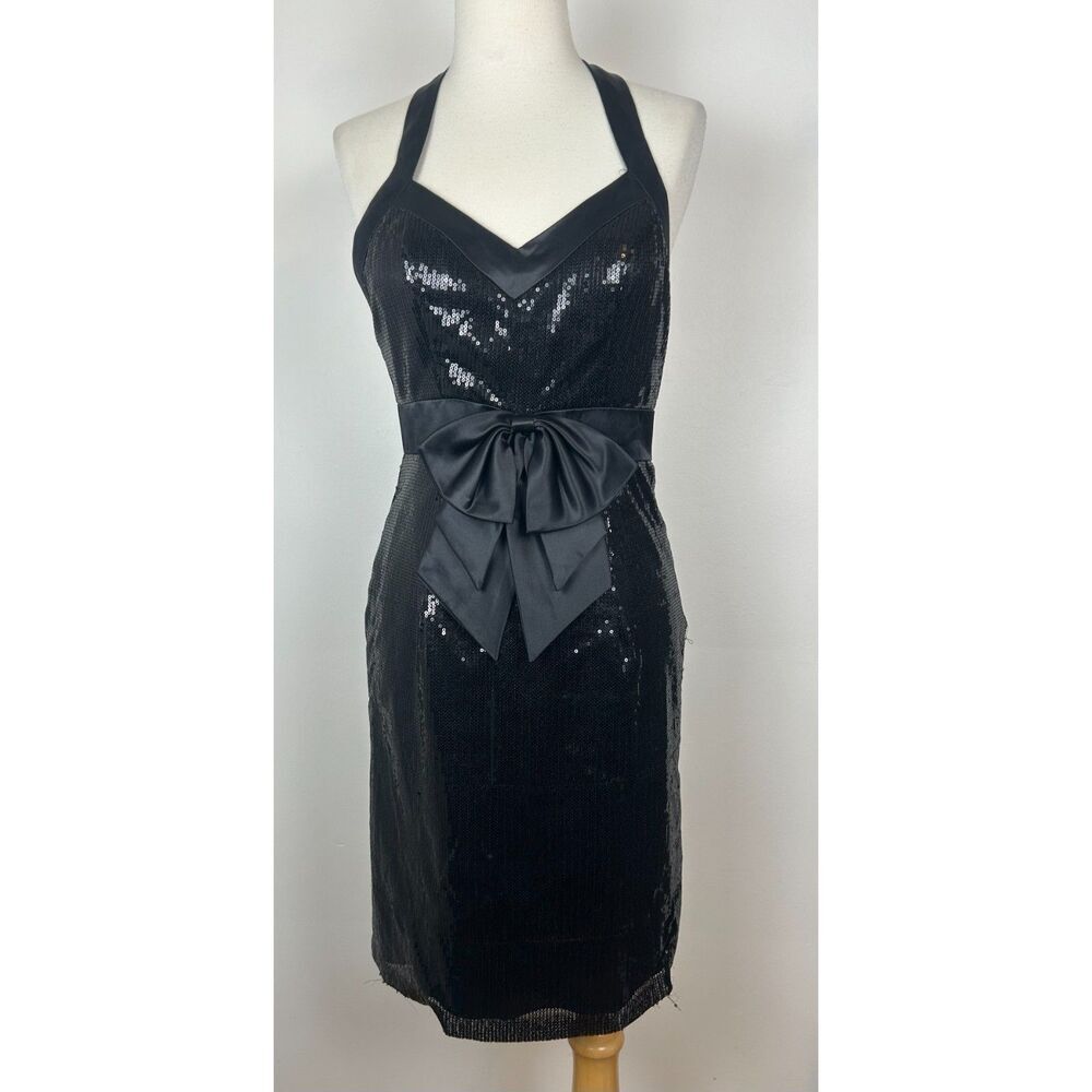 Vintage 80’s Alyce Designs Black Sequin Dress Evening Party Gown Size 4 Prom